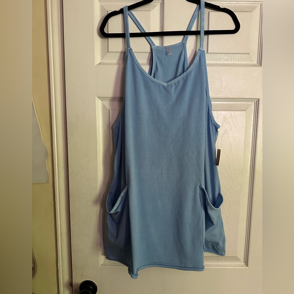 NWT! FREE PEOPLE! HOT SHOT! Mini Dress! SZ Large in light blue!